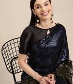 Georgette Saree  With All Over Sequins Work  With Blouse
