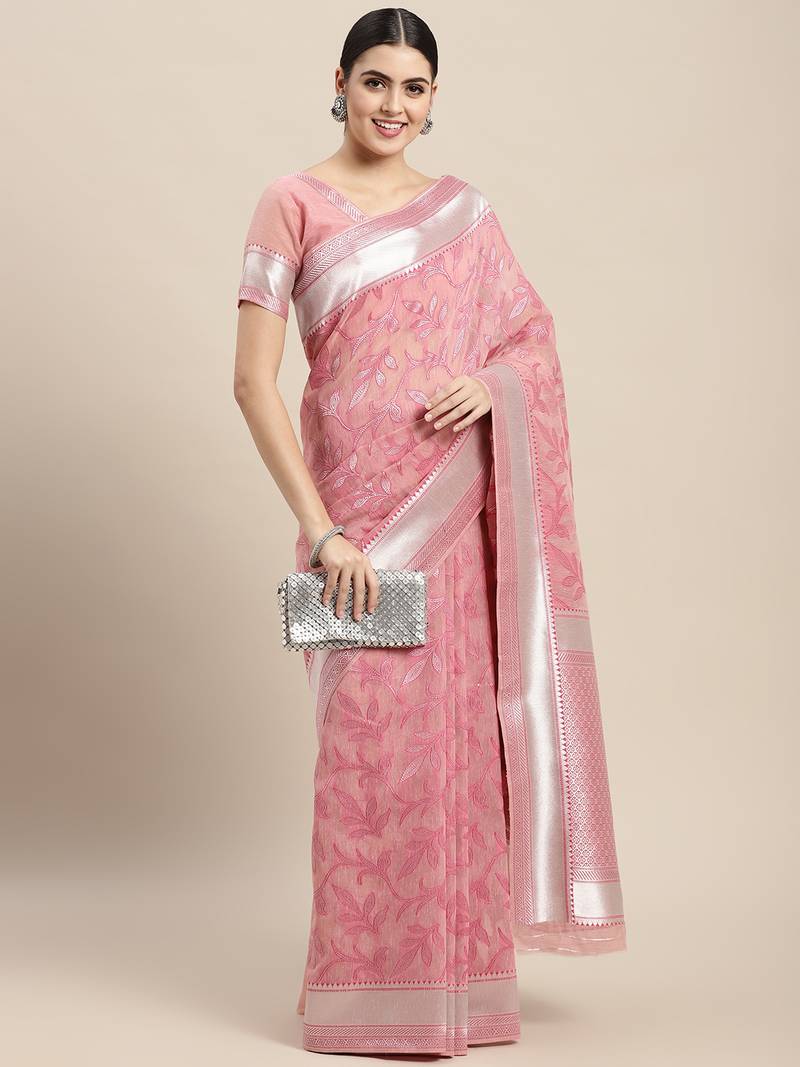 Summer special Chanderi saree with stitched blouses