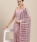 Georgette Saree  With All Over Sequins Work  With Blouse