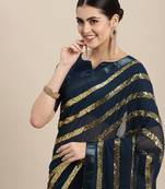 Georgette Saree  With   Embroidered Border  With Blouse