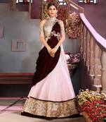 Pink And Maroon Grecian Drape Anarkali