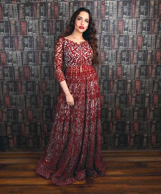 Red Anarkali Set 1
