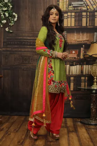 Green And Pink Punjabi Patyala