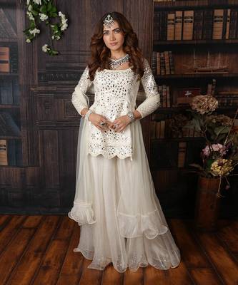 White Kurti Plazzo 1