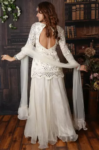 White Kurti Plazzo