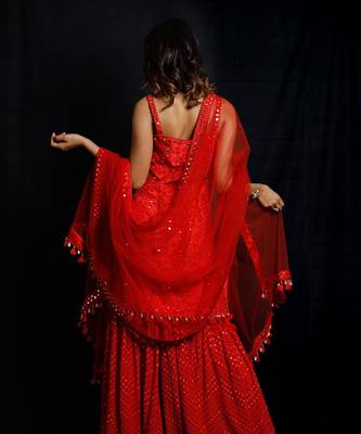 Red Shimmer Rouge Kurti Set 4