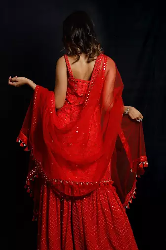 Red Shimmer Rouge Kurti Set