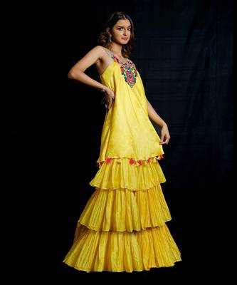 Yellow  Phoolon Ki Haldi Sharara Set 1