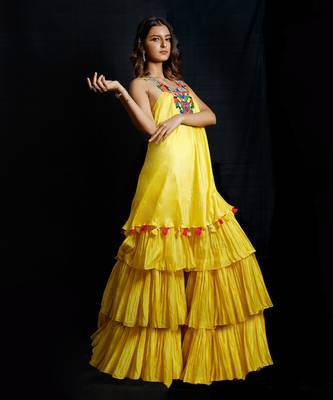 Yellow  Phoolon Ki Haldi Sharara Set 2