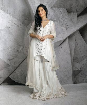 Ivory Gota Asymmetrical Kurta Set 1
