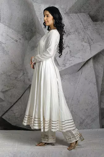 Ivory Gota Ivory Anarkali Set