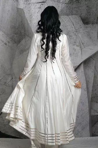 Ivory Gota Ivory Anarkali Set