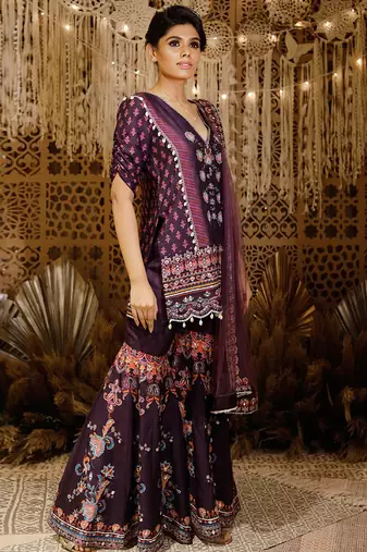 Purple Sharara Set