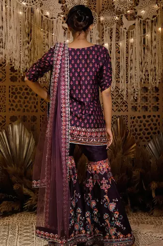 Purple Sharara Set