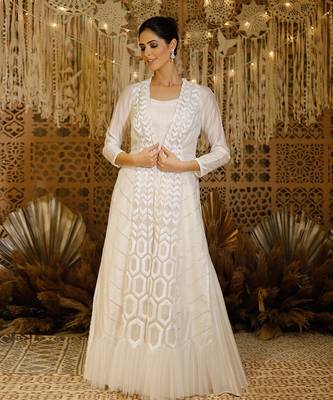 Ivory Hexagon Jacket Set 1