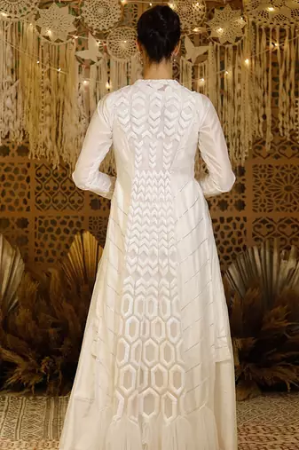 Ivory Hexagon Jacket Set