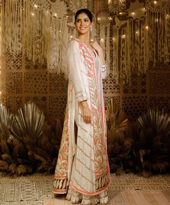 Ivory Pink Gota  Jacket Set 2