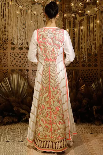 Ivory Pink Gota  Jacket Set