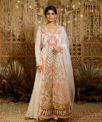 Ivory Pink Gota Anarkali 1