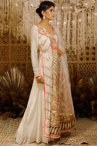 Ivory Pink Gota Anarkali