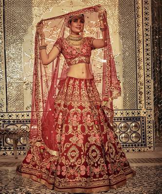 Maroon Royal Crest Lehenga Set 1