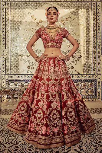 Maroon Royal Crest Lehenga Set