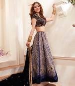 Midnight Blue Peacock Lehenga Set