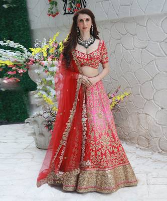 Light Pink Ombre Bridal Lehenga Set 1