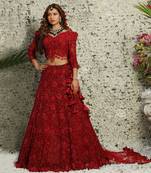 Red Floral Bridal Lehenga Set
