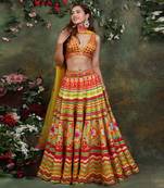 Mustard Colourful Mirror Lehenga Set