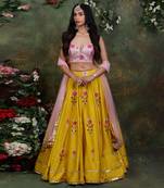 Floral Mustard Lehenga Set