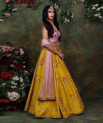 Floral Mustard Lehenga Set 2