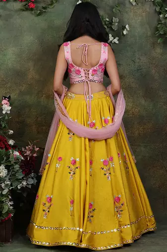 Floral Mustard Lehenga Set