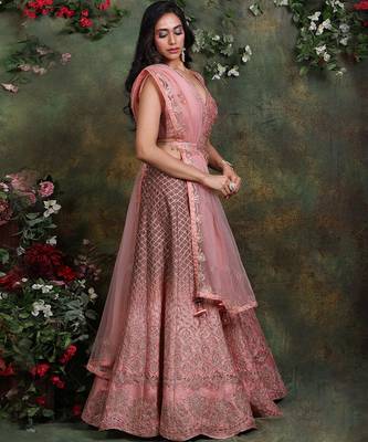 Salmon Pink Ombre Lehenga Set 2