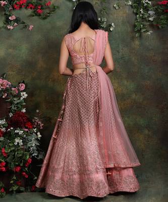 Salmon Pink Ombre Lehenga Set 3