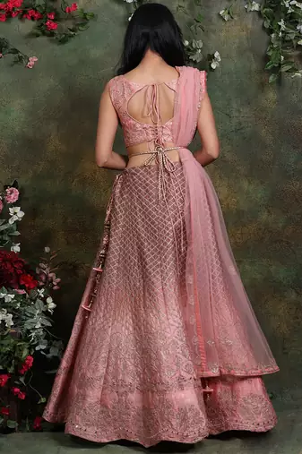 Salmon Pink Ombre Lehenga Set