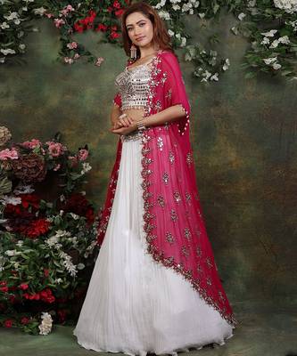 Ivory And Pink Jacket Lehenga Set 2