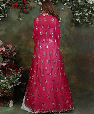 Ivory And Pink Jacket Lehenga Set 3