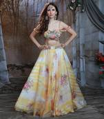 Ivory And Yellow Floral Fest Lehenga Set