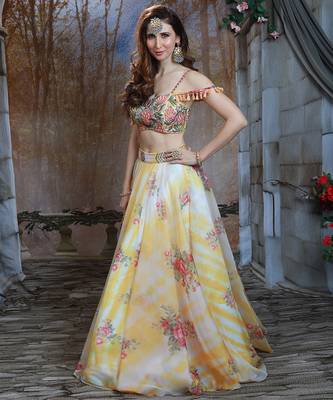 Ivory And Yellow Floral Fest Lehenga Set 2