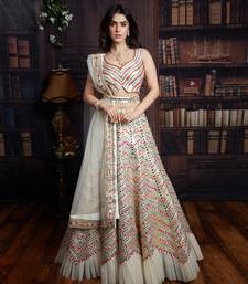 Ivory Floral Chevron Lehenga Set