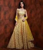Yellow Chevron Lehenga Set