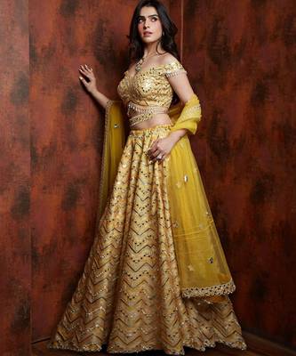 Yellow Chevron Lehenga Set 2
