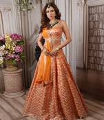 Orange Chevron Lehenga Set