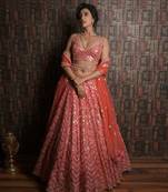 Pink Chevron Lehenga Set