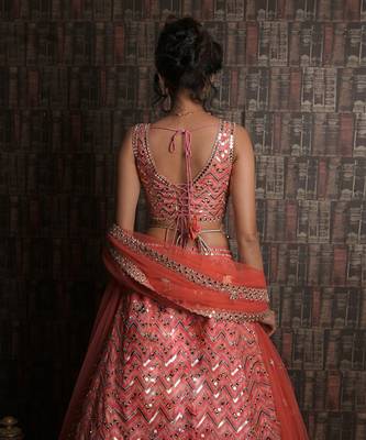 Pink Chevron Lehenga Set 3