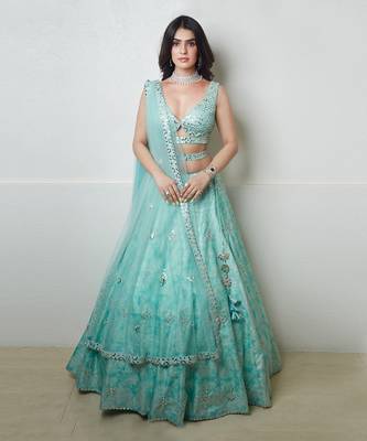 Blue Mirror Lehenga Set 1