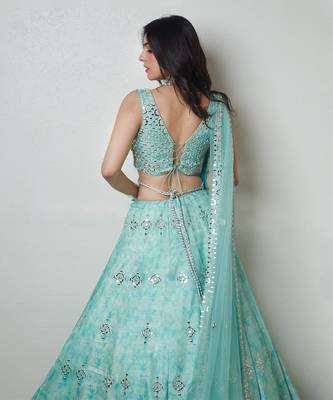 Blue Mirror Lehenga Set 3