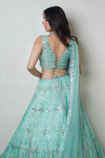 Blue Mirror Lehenga Set
