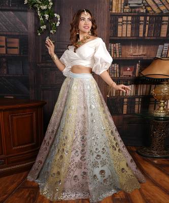 Ivory And Pastel Carousel Lehenga Set 1